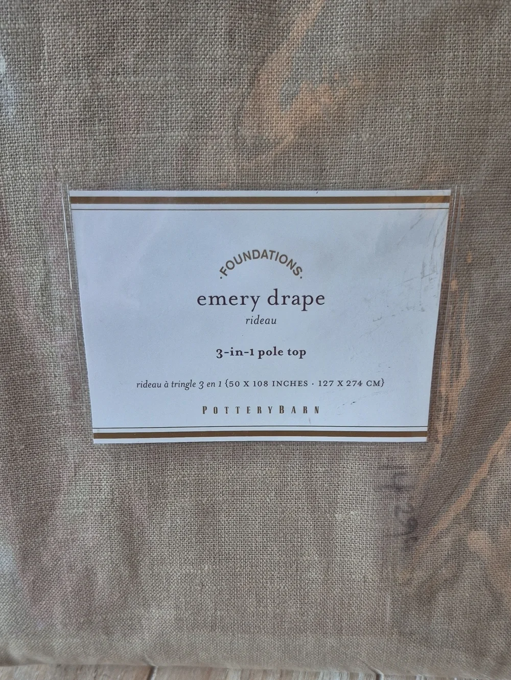 Pottery Barn 2 Emery  3 In 1 Pole Top Curtains Walnut Linen Blend 50 X 108 In L